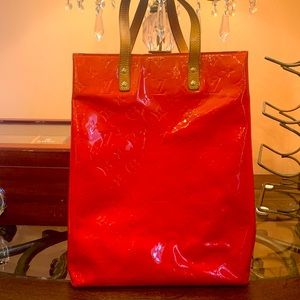 Authentic Louis Vuitton Red Vernis Reade MM Tote